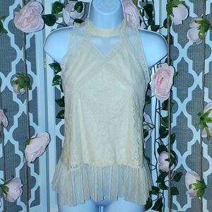 Beautees Cream Lace Sleevesless Top